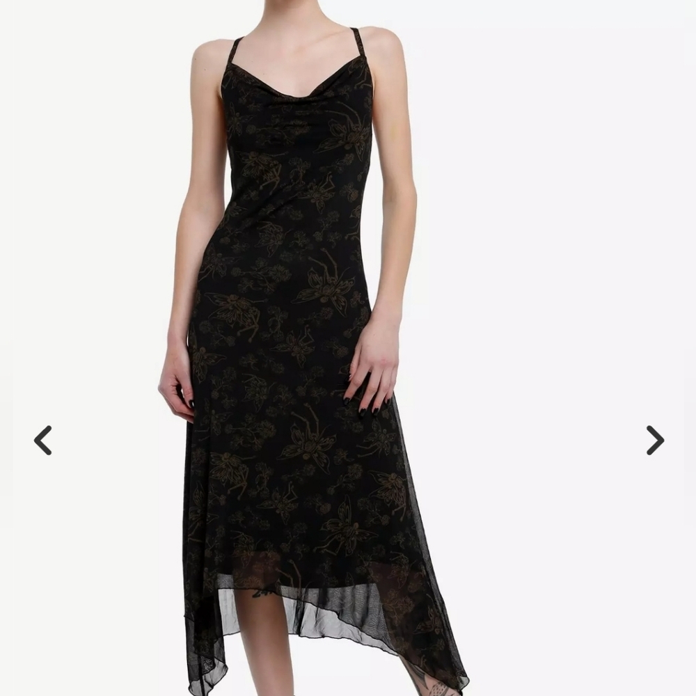 Hot Topic Thorn&Fable Skeleton Fairy Hanky Hem maxi Slip Dress, Sleeveless L Got